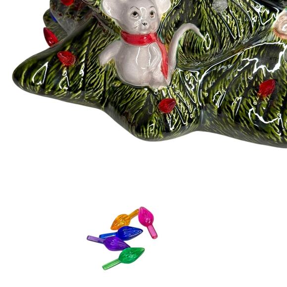 Vintage 1987 Kimple Mold 14" Christmas Mouse Ceramic Tree - NO Base with Light - Picture 8 of 17